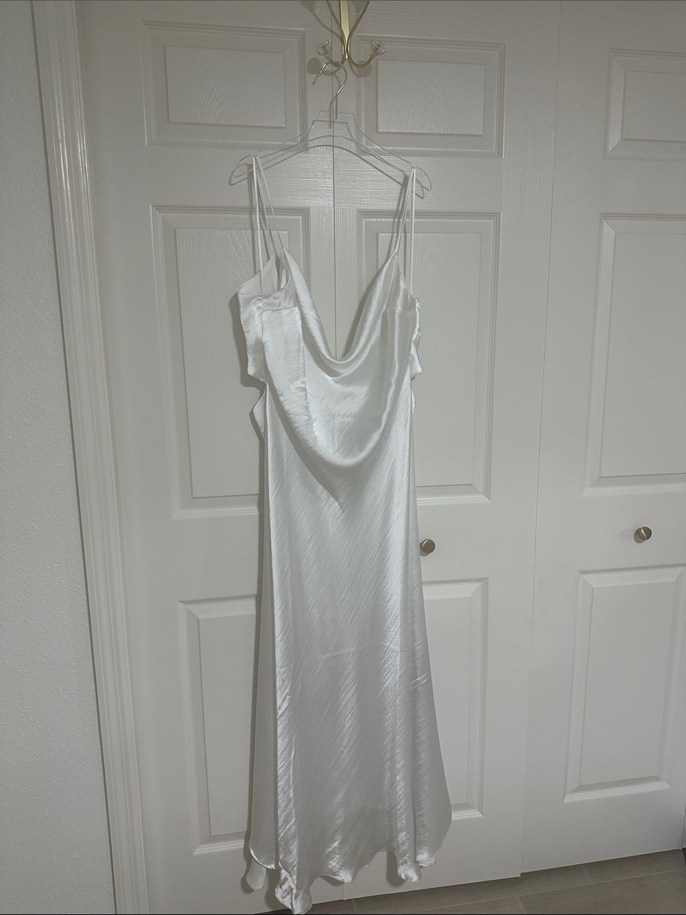 ASOS White Satin Cowl Slip Dress